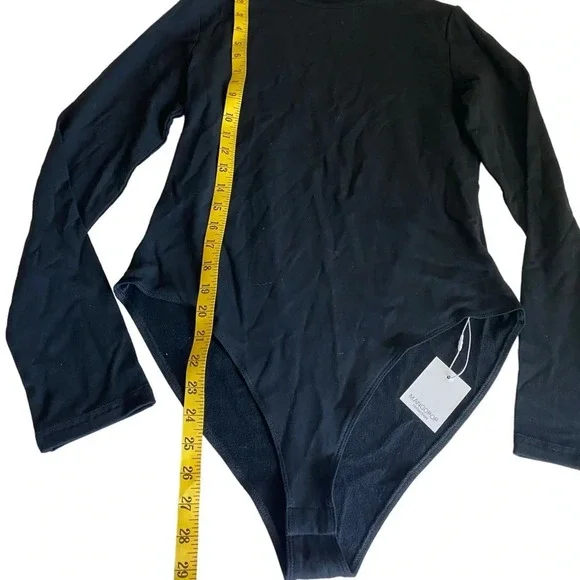 Mangopop Collection Women's Black Bodysuit Top Shirt Long Sleeve Size XL - Picture 5 of 8